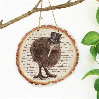 Wood Slice Art: Vintage Kiwi