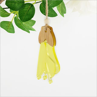 Ornament: Kowhai Flower Bamboo + Yellow Satin Acrylic