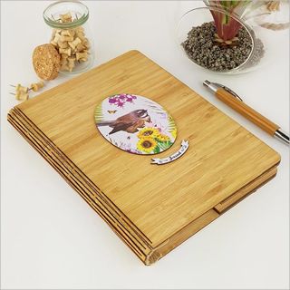 Bamboo Journal: Printed Floral Oval Fantail