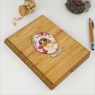 Bamboo Journal: Printed Floral Oval Ruru Morepork