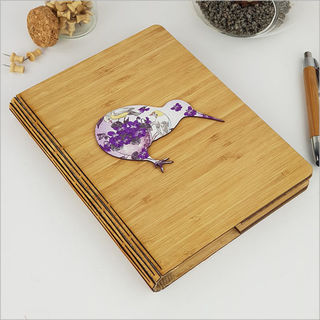 Bamboo Journal: Printed White Floral Kiwi