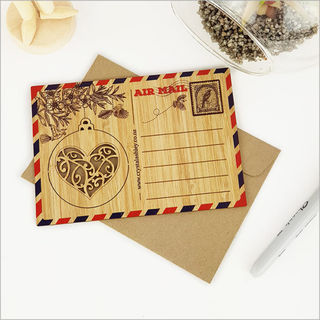 Bamboo Postcard: KWW Heart Bauble