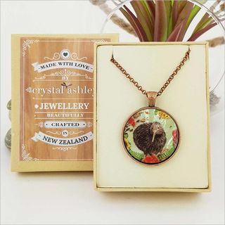 Circle Necklace: Floral Kiwi (Printed MOP)
