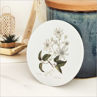 Coaster Single Printed : Sarah Featon Clematis