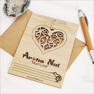 pcvah Bamboo Postcard Vertical : Aroha Nui Heart