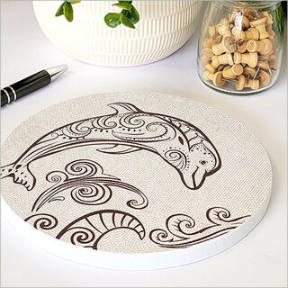 Canvas Circle Printed: Dolphin
