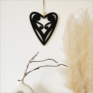 Black Acrylic Heart 6: Koru Heart