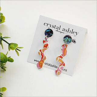 Earrings Set : Squiggle Retro Koru + Paua