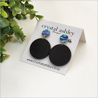 Earrings Set: Round Black Wharare + Paua