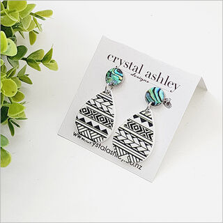 Earrings Set: Teardrop Black Patiki + Paua