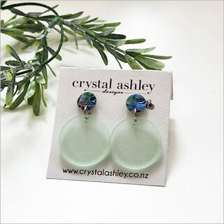 Earrings Set: Round Acrylic + Paua