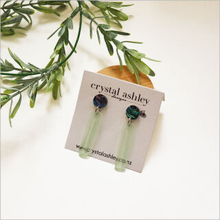 Earrings Set : Long Acrylic + Paua