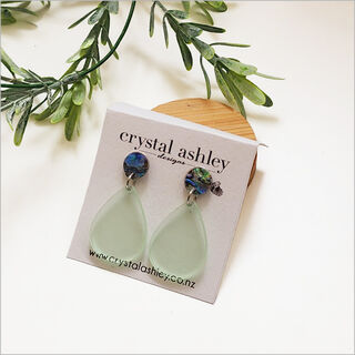 Earrings Set: Teardrop  Acrylic + Paua