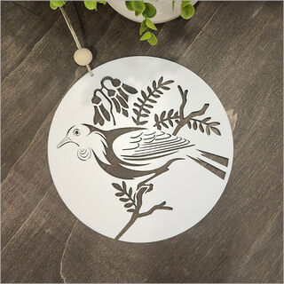 Hanging Acrylic Circle: Tui (white)