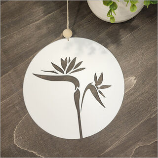 Hanging Acrylic Circle: Bird of Paradise (white)