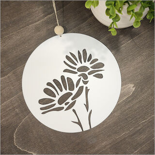 Hanging Acrylic Circle: Mt Daisy (white)