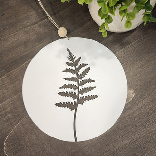 Hanging Acrylic Circle: Fern (white)