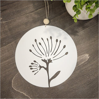 Hanging Acrylic Circle: Pohutukawa (white)
