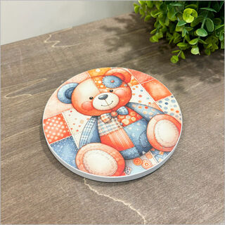 Canvas Circle Patchwork Bear 2(orange)