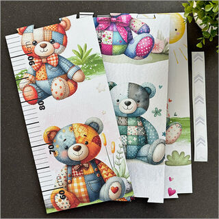 Growth Chart Ruler: Patchwork Teddy Bears