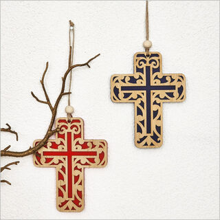 Hanging Ornament : Cross 10  (Kowhaiwhai 1)