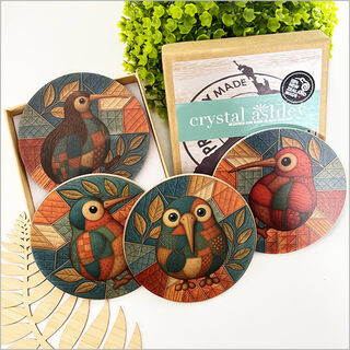 Coasters Set: Printed Quilted Kiwi