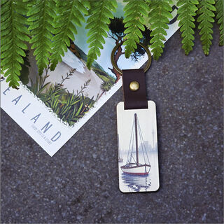 Bamboo Keyring Printed: Auckland 1 (Sails)