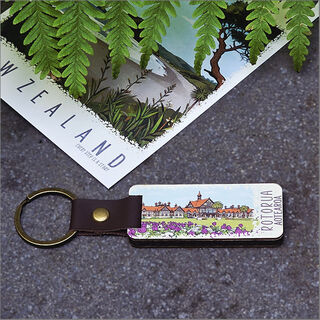 Bamboo Keyring Printed: Rotorua 1 (museum)