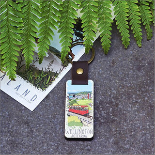 Bamboo Keyring Printed: Wellington (Cable car)