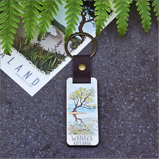 Bamboo Keyring Printed: Wanaka (lake)
