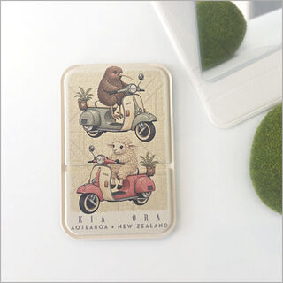 Pocket Mirror - Kiwi + Sheep Scooter