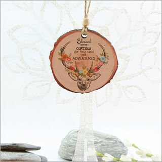 Wood Slice Ornament : Adventure Deer