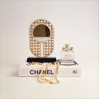Rattan Earring Stand with mirror : Oblong